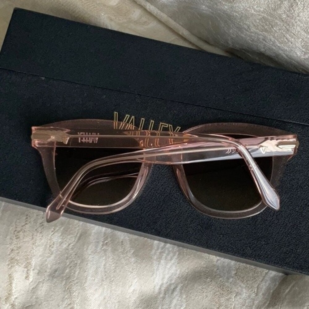 NEW Valley Eyewear Sunglasses BRAKE Crystal Pink w Rose Metal Trim Brown Lens - Picture 10 of 10
